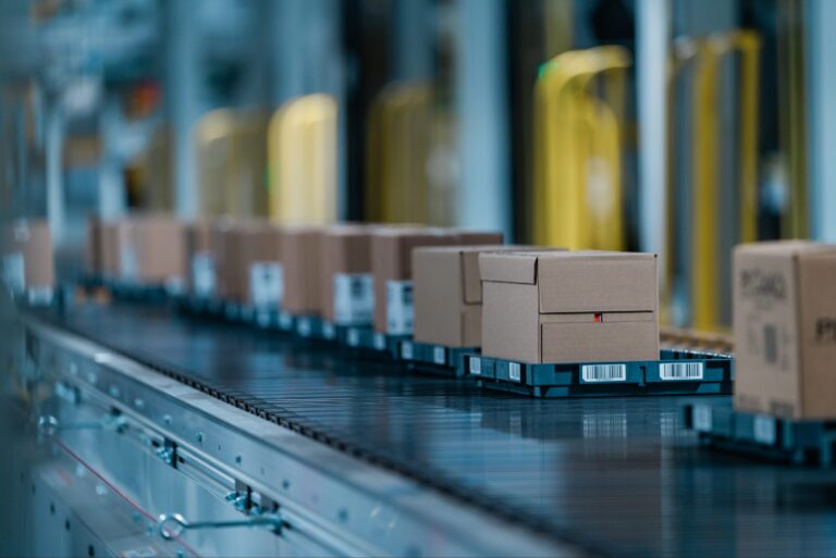 boxes on a conveyer belt