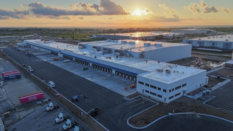 Americold facility with sunset