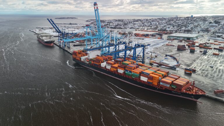 Americold shipping containers on boat