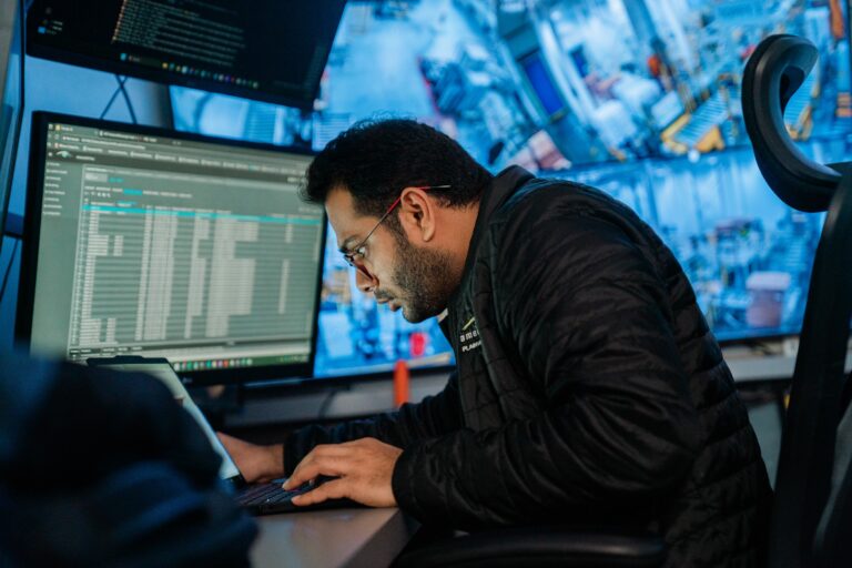 man working on computer
