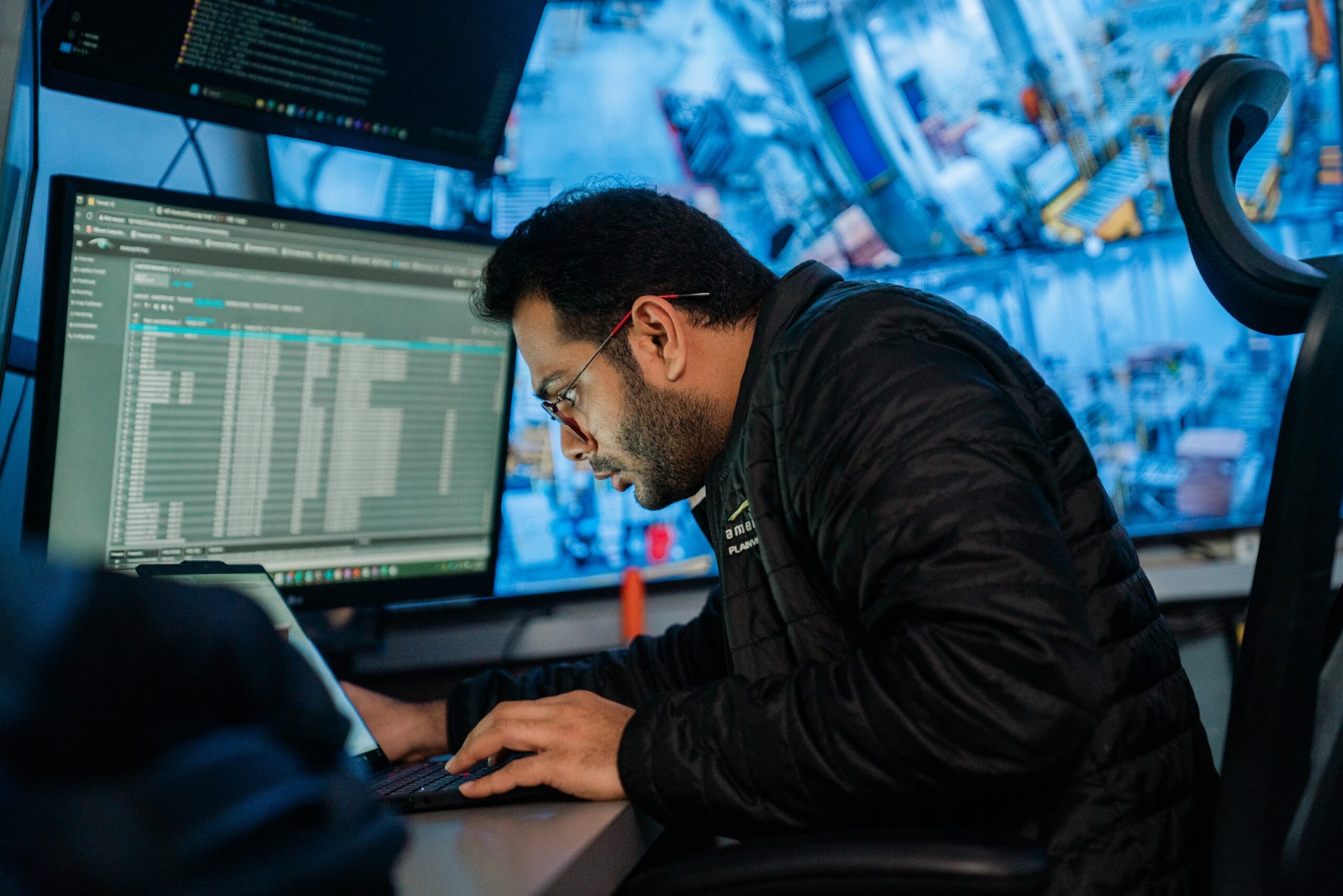 man working on computer
