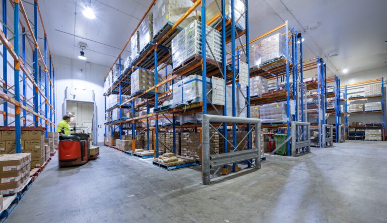 driving forklift around facility