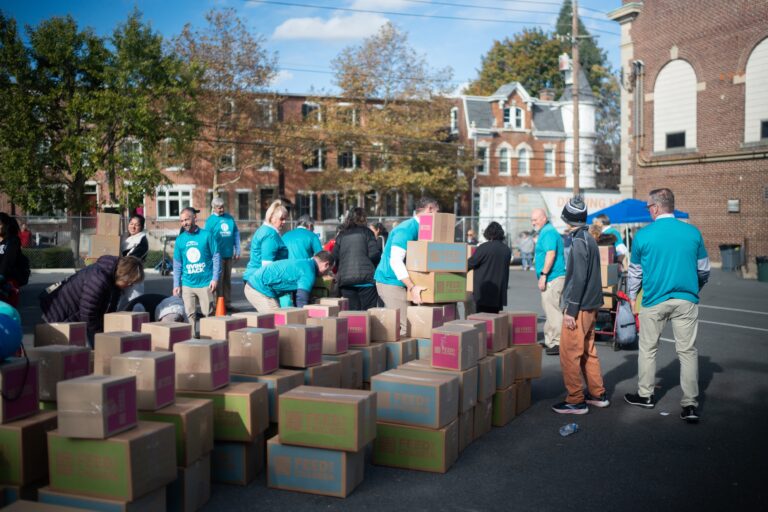volunteers loading boxes